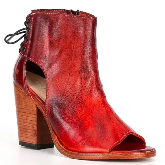 Bed Stu Angelique Peep Toe Heels Bootie Cranberry - Picture 3 of 4